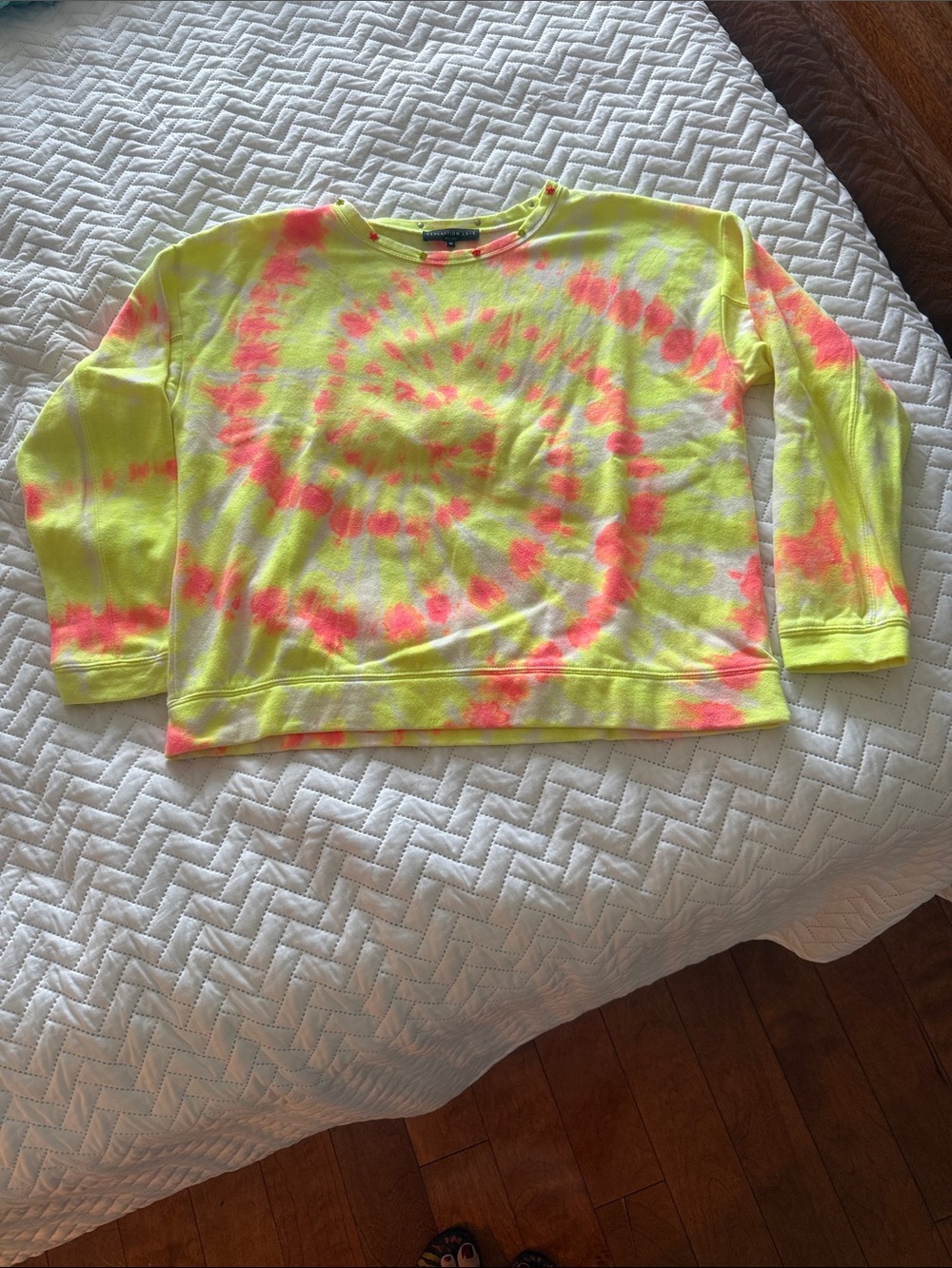 NWOT Generation Love Neon Yellow & Hot Pink Spiral Tie-Dye Sweatshirt